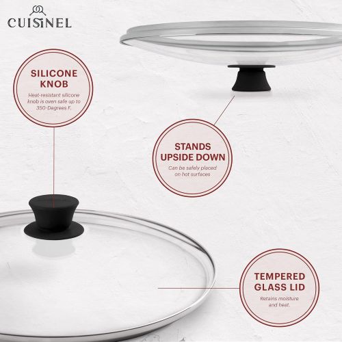  Cuisinel Glass Lid - 12-inch/30.48-cm/308mm - Compatible with Lodge - Fully Assembled Tempered Replacement Cover - Oven Safe for Skillet Pots Pans: Universal for all Cookware: Cast Iron, St