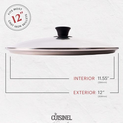  Cuisinel Glass Lid - 12-inch/30.48-cm/308mm - Compatible with Lodge - Fully Assembled Tempered Replacement Cover - Oven Safe for Skillet Pots Pans: Universal for all Cookware: Cast Iron, St