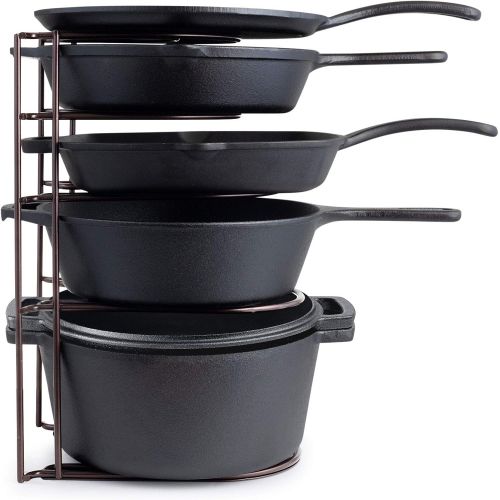  Cuisinel Heavy Duty Pan Organizer, Extra Large 5 Tier Rack - Holds Cast Iron Skillets, Dutch Oven, Griddles - Durable Steel Construction - Space Saving Kitchen Storage - No Assembly Require