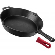 Cuisinel Cast Iron Skillet - 12-Inch Frying Pan with Assist Handle and Pour Spots + Silicone Grip Cover - Pre-Seasoned Oven Safe Cookware - Indoor/Outdoor Use - Grill, Stovetop, Induction a