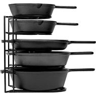 Cuisinel Heavy Duty Pan Organizer, 5 Tier Rack - Holds up to 50 LB - Holds Cast Iron Skillets, Griddles and Shallow Pots - Durable Steel Construction - Space Saving Kitchen Storage - No Ass