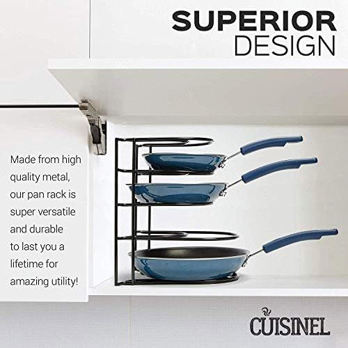  Cuisinel Heavy Duty Pan Organizer, 5 Tier Rack - Holds up to 50 LB - Holds Cast Iron Skillets, Griddles and Shallow Pots - Durable Steel Construction - Space Saving Kitchen Storage - No Ass