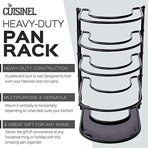  Cuisinel Heavy Duty Pan Organizer, 5 Tier Rack - Holds up to 50 LB - Holds Cast Iron Skillets, Griddles and Shallow Pots - Durable Steel Construction - Space Saving Kitchen Storage - No Ass