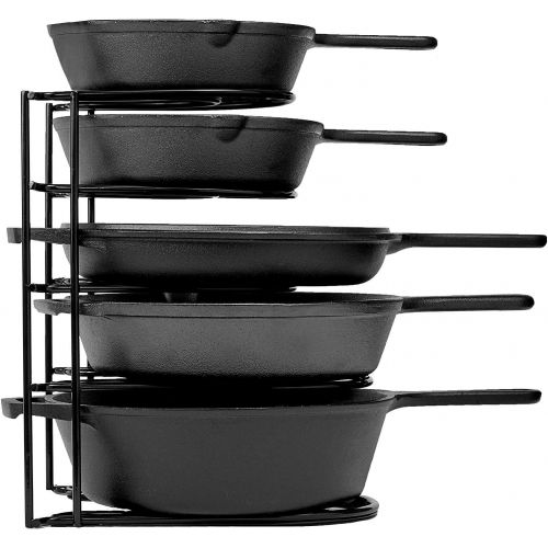  Cuisinel Heavy Duty Pan Organizer, 5 Tier Rack - Holds up to 50 LB - Holds Cast Iron Skillets, Griddles and Shallow Pots - Durable Steel Construction - Space Saving Kitchen Storage - No Ass