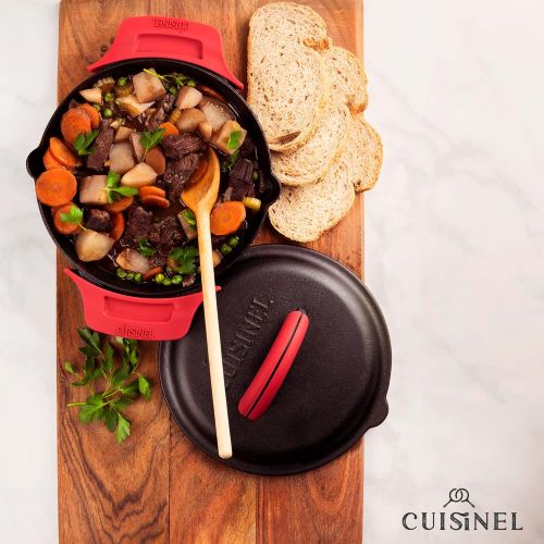  Cuisinel Cast Iron Skillet with Cast Iron Lid - 8-Inch Dual Handle Frying Pan + Pan Scraper + Silicone Handle Holder Covers - Pre-Seasoned Oven Safe Cookware - Indoor/Outdoor, Grill, Stovet