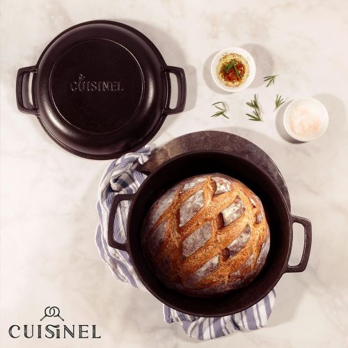  [아마존베스트]Cuisinel Pre-Seasoned Cast Iron Skillet and Double Dutch Oven Set  2 In 1 Cooker: 5 Quart Deep Pan, 10-Inch Frying Pan Converts to Lid for Dutch Oven  Grill, Stove Top and Induction Safe