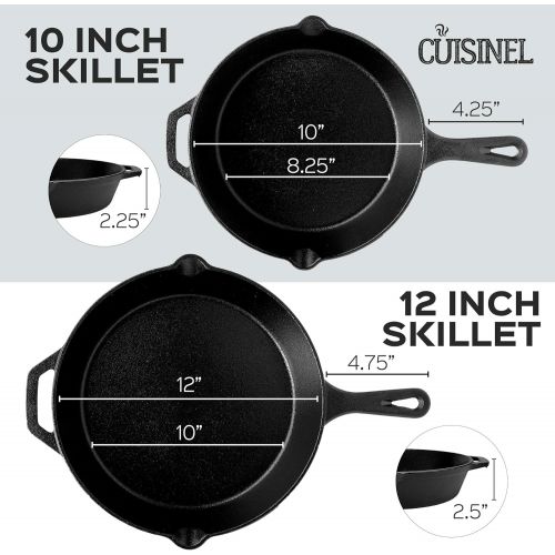  [아마존베스트]Cuisinel Pre-Seasoned Cast Iron Skillet 4-Piece Chef Set (6-Inch 8-Inch 10-Inch 12-Inch) Oven Safe Cookware - 4 Heat-Resistant Holders - Indoor and Outdoor Use - Grill, Stovetop, Induction