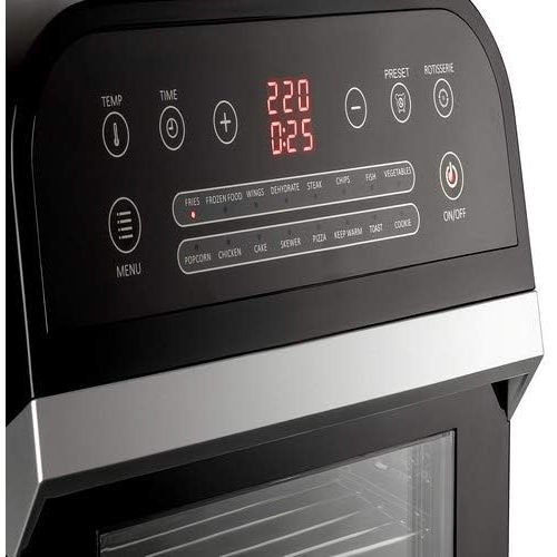  Cuisinier Deluxe 12 Liter Air-Fryer Heissluft-Friteuse 1600W Fritoese Frittoese Heissluftfritteuse, Schwarz