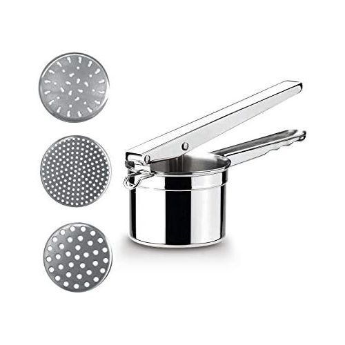  Cuisinox Potato Ricer, Heavy Duty Stainless Steel Potato Masher and Kitchen Tool, 3 Disks