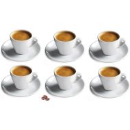 CUISINOX White Porcelain Espresso Cups and Saucers Set, 2 oz., Set of 6