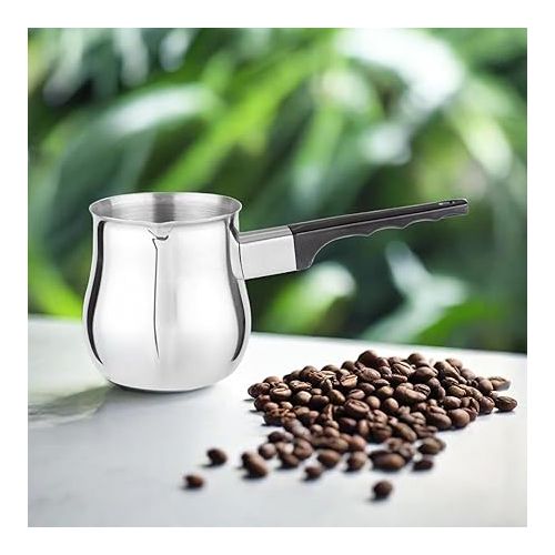  Cuisinox Stainless Steel Cezve Turkish Coffee Pot with Black Handle, 24 oz