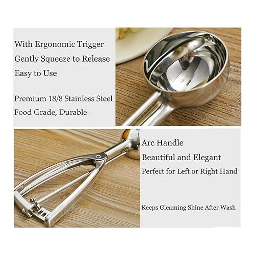  Cuisinox Stainless Steel Ice Cream Scoop with Spring Trigger, Size #20 (3.20 TBS)