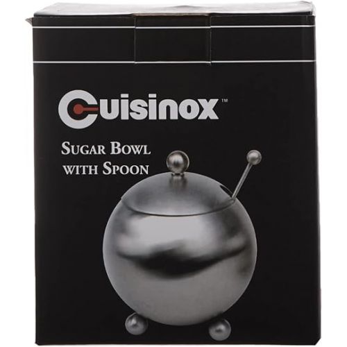  Cuisinox Stainless Steel Footed Sugar Bowl with Spoon, Satin Stainless Steel,14 Oz