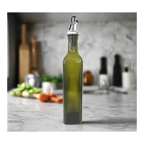  Cuisinox Green Glass Oil Bottle with Dripless Spout, 17 oz.