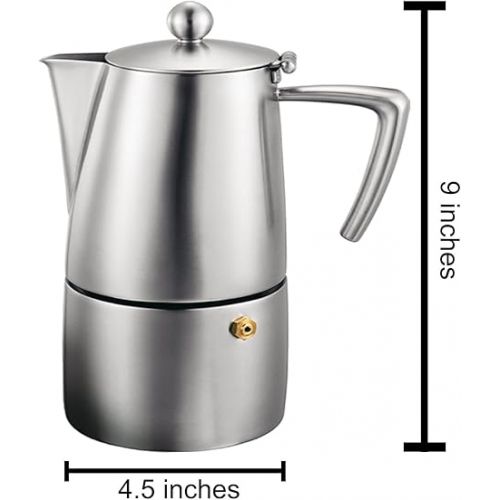  Cuisinox Milano Stainless Steel Moka Pot Espresso Coffee Maker, 10-Cup