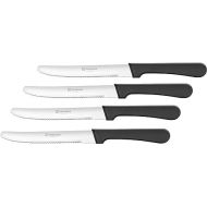 Cuisinox STK-44 Steak Knife Set of 4 Black Polypropylene Handle, with Rounded Tip, Stainless Steel, 9 inches in total length