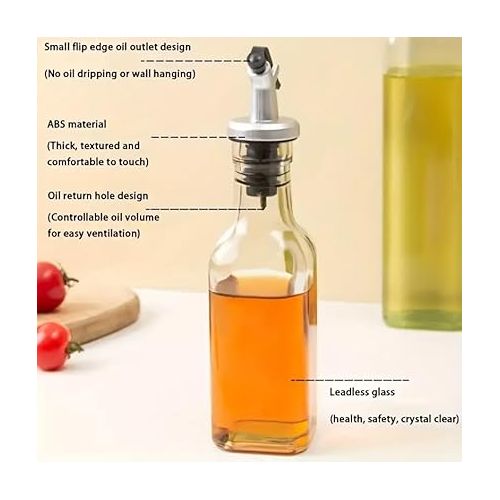  CUISINOX Italian Glass Olive Oil Bottle, Dispenser with Dripless Spout, 7.8