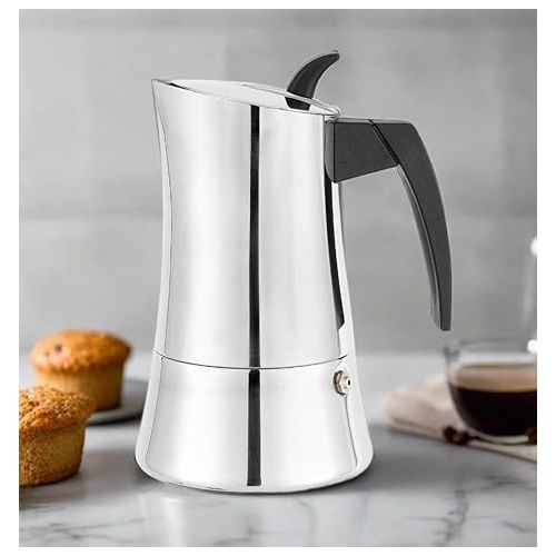  CUISINOX Capri Stainless Steel Induction Moka Pot Espresso Coffee Maker, 4-Cup