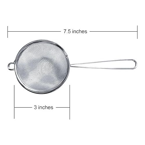  Cuisinox Fine Mesh Strainer, Stainless Steel with Handle, 3