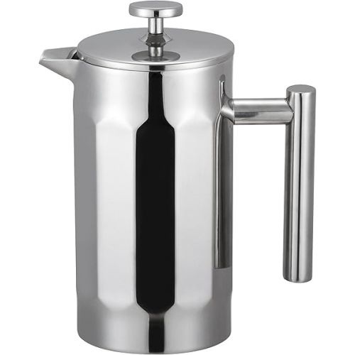  CUISINOX Double-Walled Stainless Steel French Press Coffee Maker, 1 Quart (32 oz)