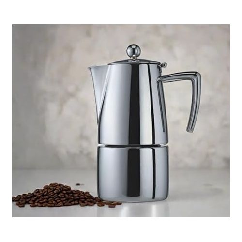  Cuisinox Milano Stainless Steel Stovetop Moka Pot Espresso Coffee Maker, 4-Cup