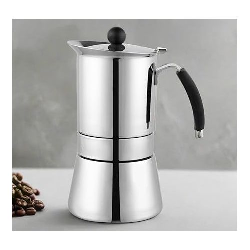  CUISINOX COF-8104 Amore Stainless Steel Stovetop Espresso Coffee Maker, 4-Cup, 6 oz