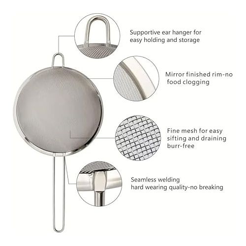  Cuisinox Fine Stainless Steel Wire Mesh Strainer, 5.5