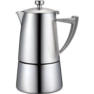 CUISINOX Roma Satin Stainless Steel Moka Pot Stovetop Espresso Maker, 6-Cup