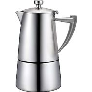 CUISINOX Roma Satin Stainless Steel Moka Pot Stovetop Espresso Maker, 10-Cup