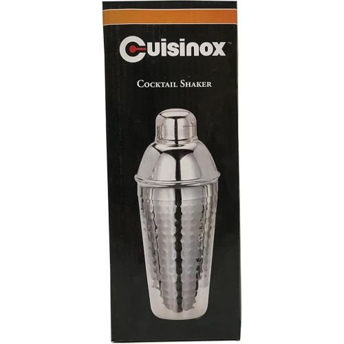  Cuisinox Stainless Steel Cocktail Shaker with Lid and Strainer, Hammered Finish, 9.4