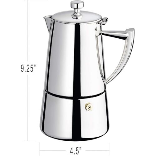  CUISINOX Roma 10-Cup Stainless Steel Stovetop Moka Espresso Maker