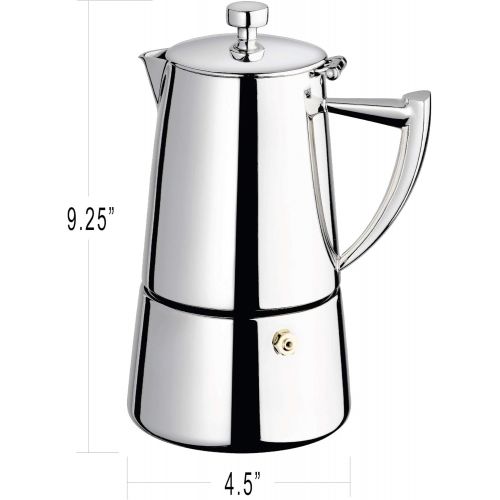  Cuisinox Roma 10-Cup Stainless Steel Stovetop Moka Espresso Maker