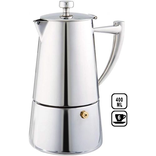  Cuisinox Roma 6-cup Stainless Steel Stovetop Moka Espresso Maker
