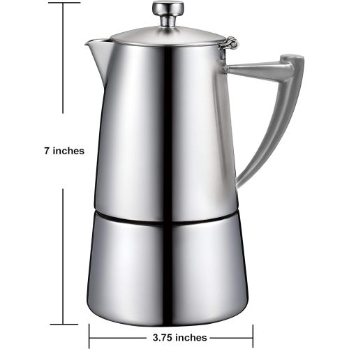  Cuisinox Roma 4-Cup Stainless Steel Stovetop Moka Espresso Maker