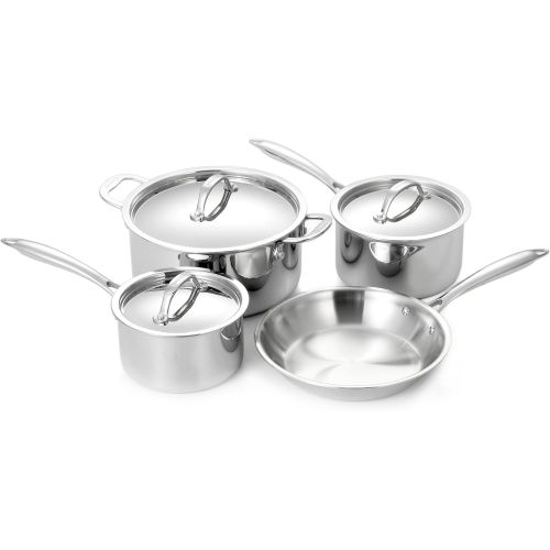  Cuisinox 7 Piece 1810 Stainless Steel Super Elite Cookware Set Tri-Ply Bonded Dishwasher Safe