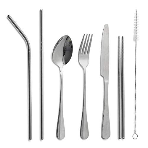  Cuisipro Stainless Steel Full Travel Cutlery Set, 8-Piece, Grey