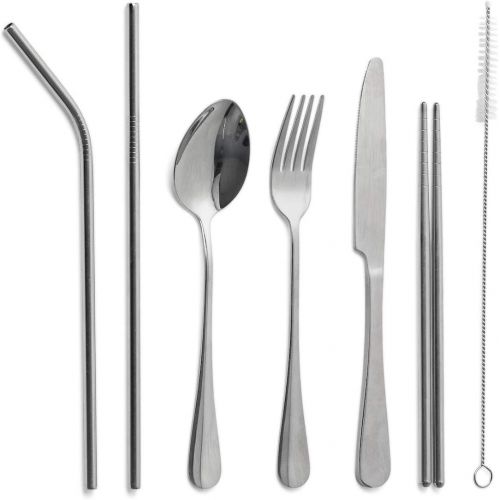  Cuisipro Stainless Steel Full Travel Cutlery Set, 8-Piece, Grey