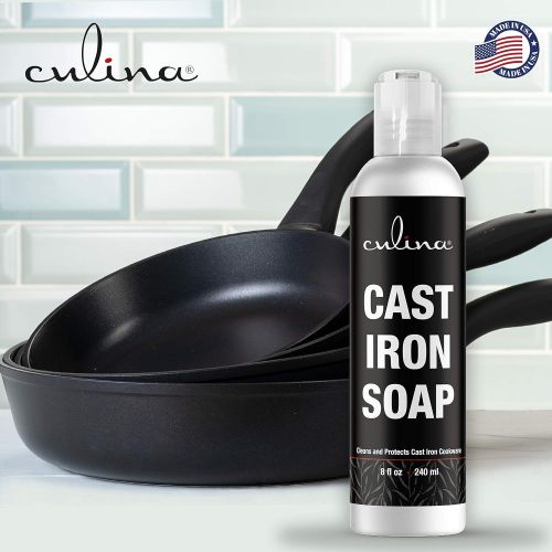  Culina Cast Iron Soap & Stainless Scrubber All Natural Ingredients Best for Cleaning, Non-stick Cooking & Restoring for Cast Iron Cookware, Skillets, Pans & Grills!…