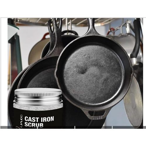  Culina Cast Iron Cleaning & Restoring Scrub Removes Rust Without Scratching & Care Before Cleaning, Washing & Seasoning 100% Natural for Cast Iron Skillets, Pans & Cookware