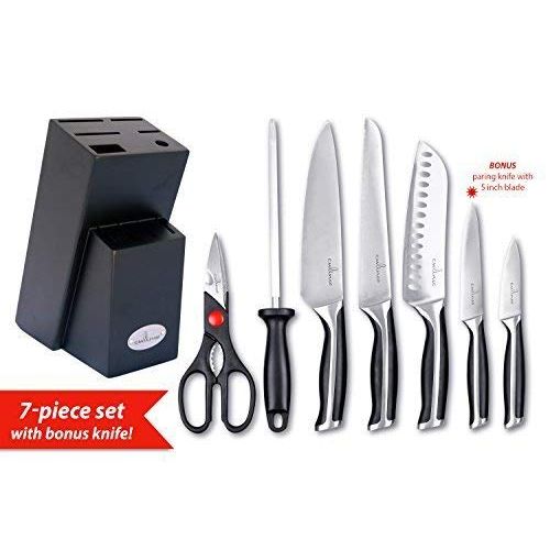  Culina Pro 7-Piece German-steel Forged Knife Set with Wood Storage Block and 5-inch Utility Knife