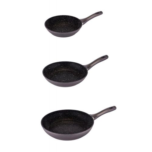  Culinario 3er Set culinario Bratpfannen Ø 20, 24 und 28 cm, anthrazit, Granit-Optik, mit ILAG GRANITEC Beschichtung