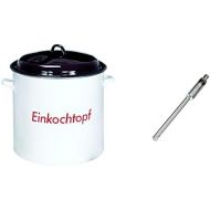 Culinario Emaillierter Einkochtopf mit Metalldeckel, 28 Liter, Ø35 x H30cm, fuer alle Kochfelder geeignet, Thermometer-OEffnung, Einkocher fuer Marmelade