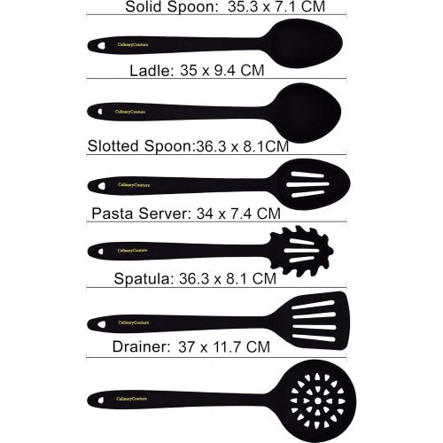  [아마존 핫딜] Culinary Couture Blue Silicone Cooking Utensils Set  Sturdy Steel Inner Core  Spatula, Mixing & Slotted Spoon, Ladle, Pasta Server, Drainer  Heat Resistant Kitchen Tools - Bonus Recipe Ebook