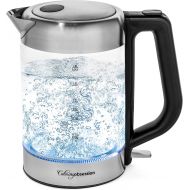 [아마존베스트]Culinary Obsession Glass Electric Kettle | BPA Free with Borosilicate Glass & Stainless Steel - 1.8 Liter Rapid Boil Cordless Teapot with Automatic Shut Off - the Best Hot Water Heater for Tea, Coffe