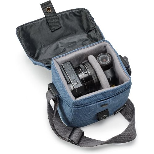  Cullmann Madrid Two Vario 400 Canvas Blue Camera Bag with Shoulder Strap for CSC Cameras with Attached Lens e.g. Panasonic Lumix DMC-G81, Sony Alpha 7-Series, Fuji X-T2, Leica M, 9