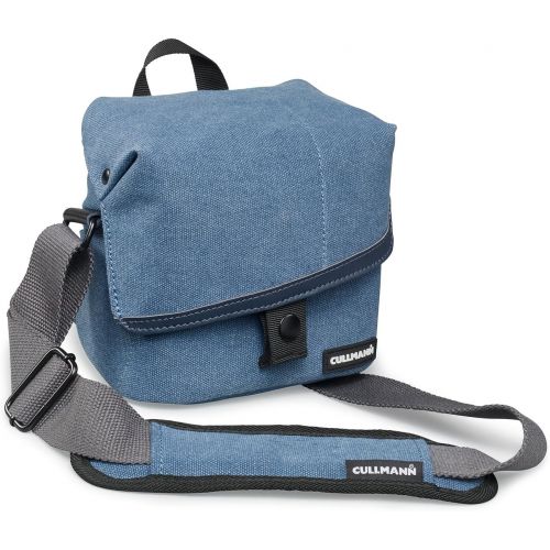  Cullmann Madrid Two Vario 400 Canvas Blue Camera Bag with Shoulder Strap for CSC Cameras with Attached Lens e.g. Panasonic Lumix DMC-G81, Sony Alpha 7-Series, Fuji X-T2, Leica M, 9