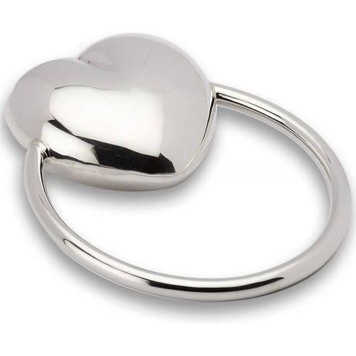  [아마존베스트]Cunill Heart Ring Baby Rattle, 2-Inch, Sterling Silver