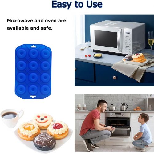  Cupidove Silicone Donut Pans, Mini Silicone Baking Molds Donut Pans for Baking Tasty Donuts, Bagels, Cakecups and More