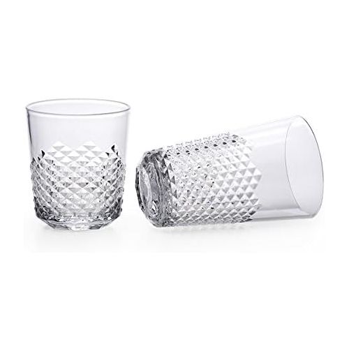  Cupture Diamond Plastic Tumblers BPA Free, 24 oz/14 oz, 8-Pack (Clear)