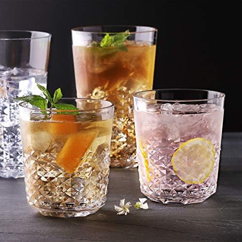  Cupture Diamond Plastic Tumblers BPA Free, 24 oz/14 oz, 8-Pack (Clear)